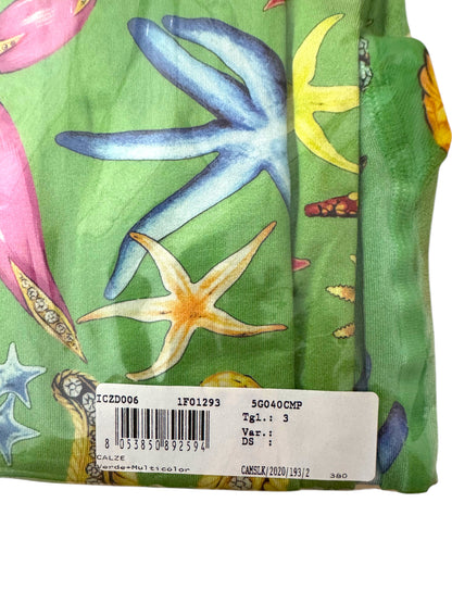 Versace Collant donna stampa “Trésor de la Mer” verde – Taglia 3 – Nuovi senza etichette