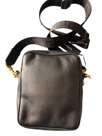 Borsa tracolla Versace pelle nera Medusa oro Greca — foto 12