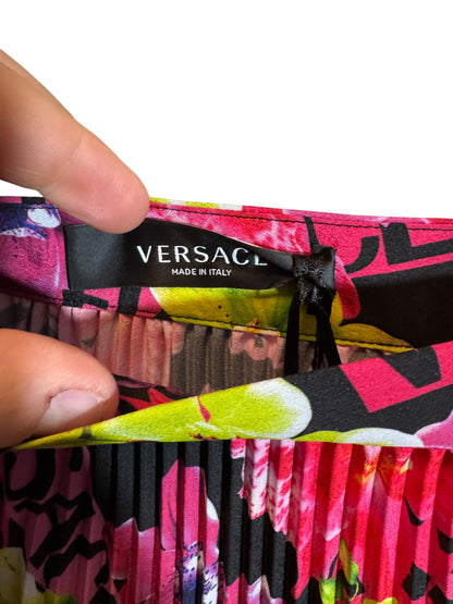 Versace Gonna Plissettata Asimmetrica Floreale