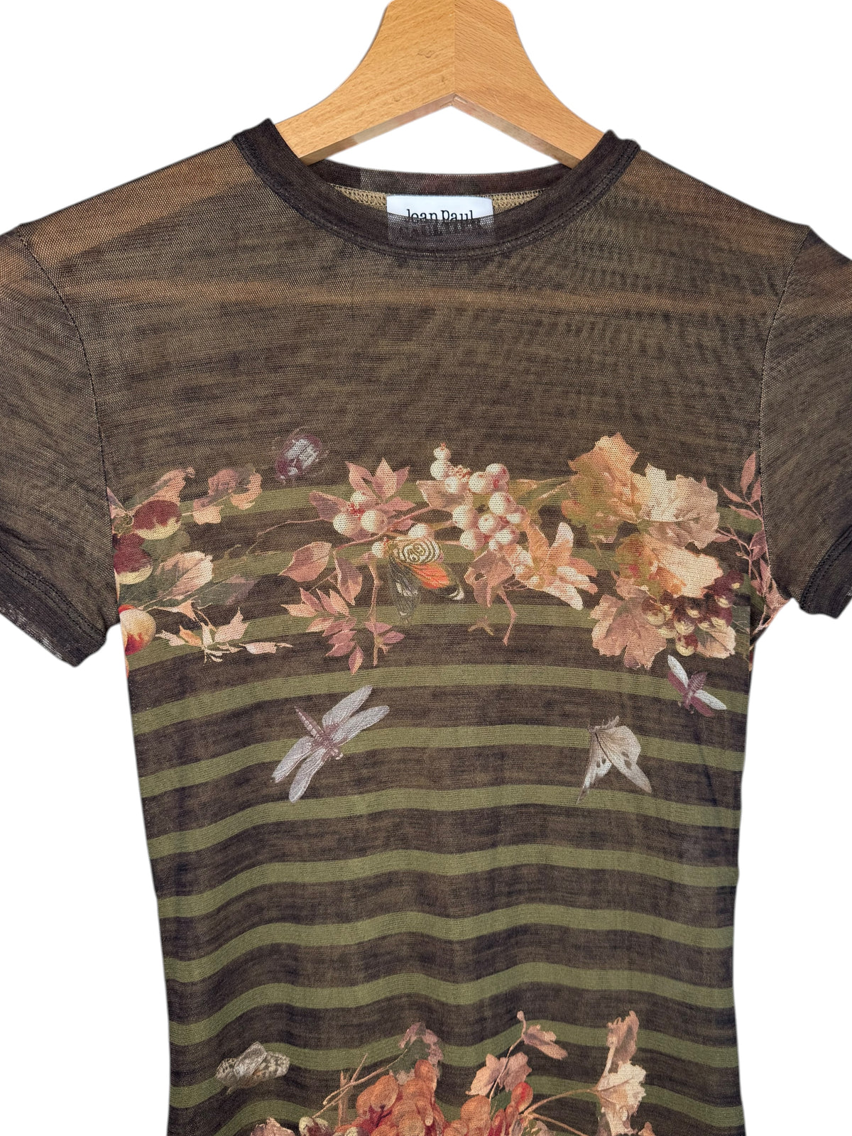 Jean Paul Gaultier Abito Donna Floreale a Righe in Mesh Taglia S Made in Italy