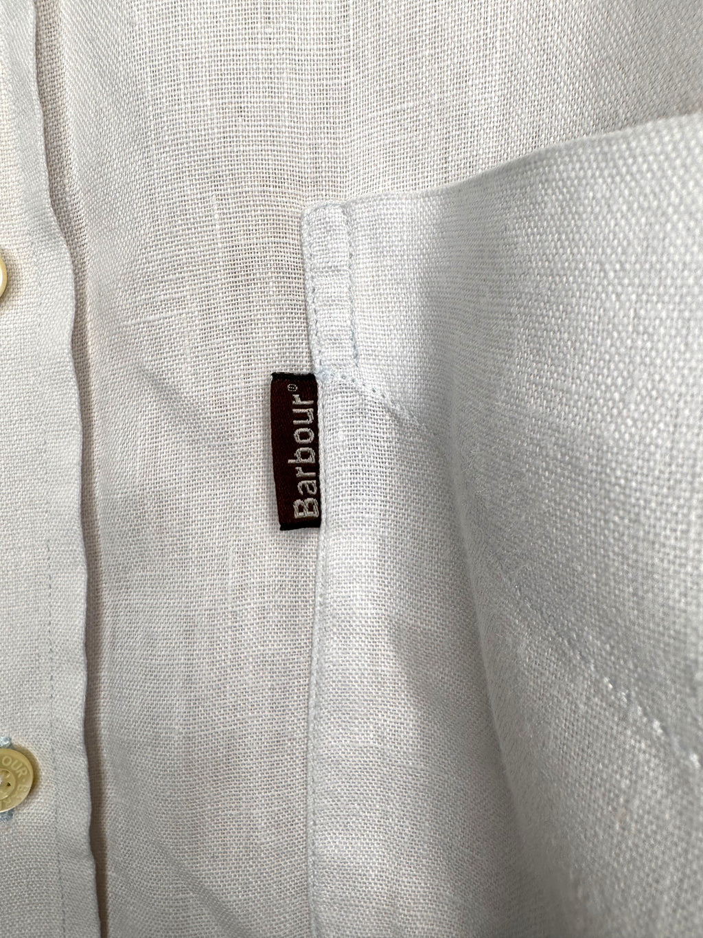 Camicia Barbour uomo XL in lino 100% bianca Made in Portugal — foto 2