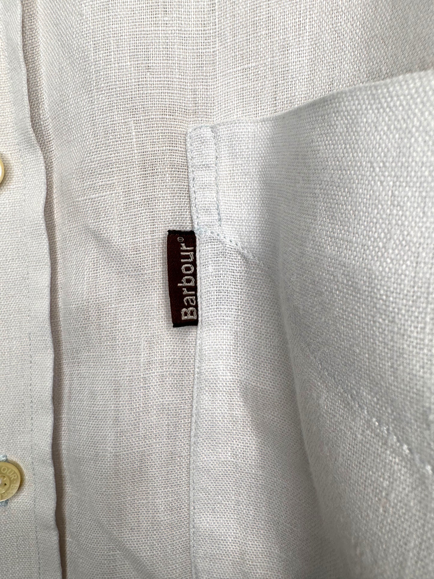 Camicia Barbour uomo XL in lino 100% bianca Made in Portugal