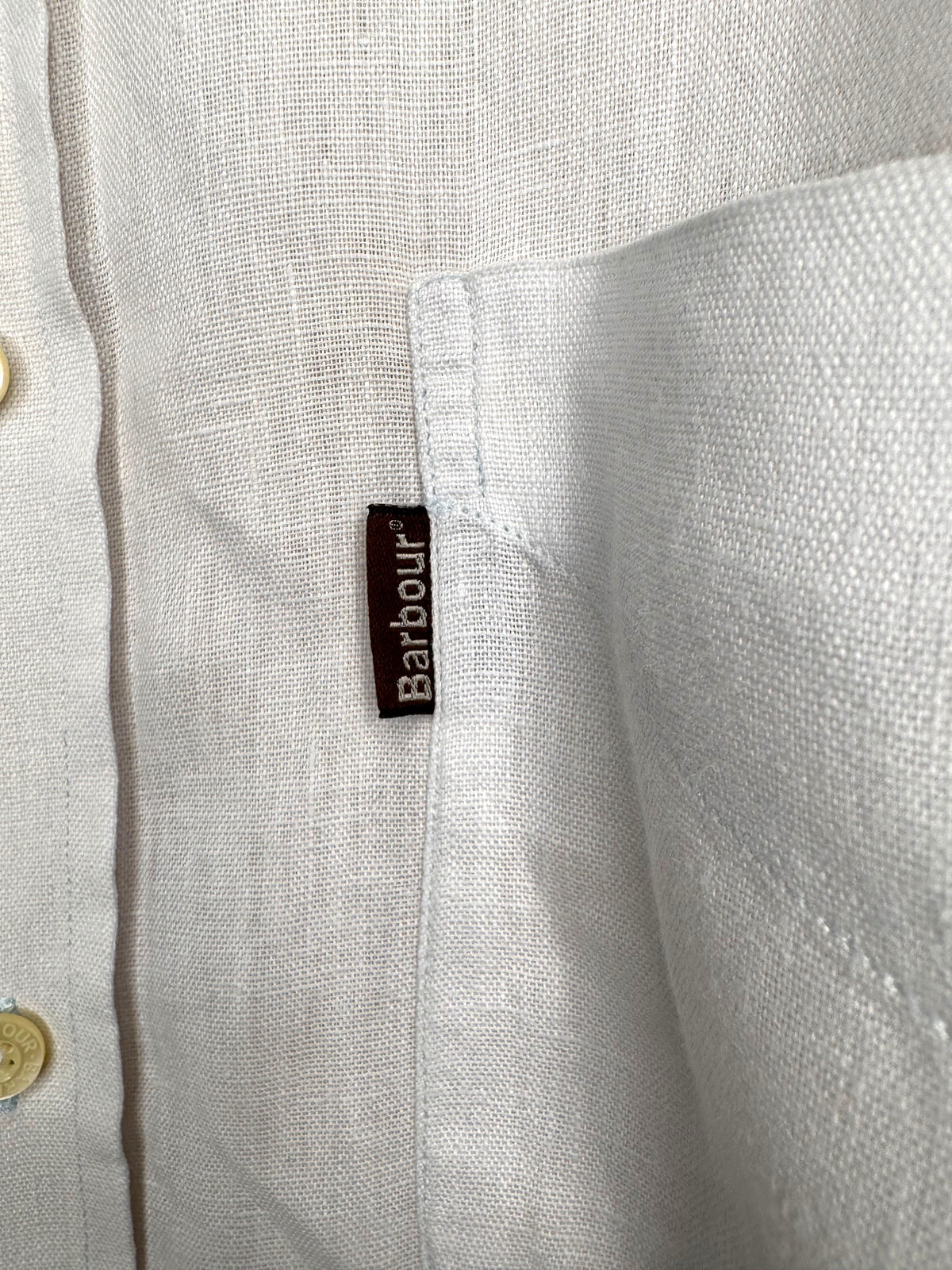 Camicia Barbour uomo XL in lino 100% bianca Made in Portugal — foto 2