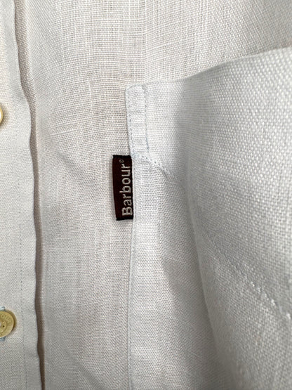 Camicia Barbour uomo XL in lino 100% bianca Made in Portugal