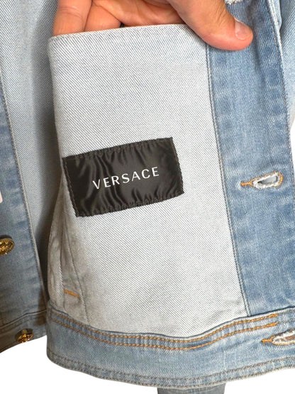 Giacca in denim Versace con tasche motivo Barocco - Taglia