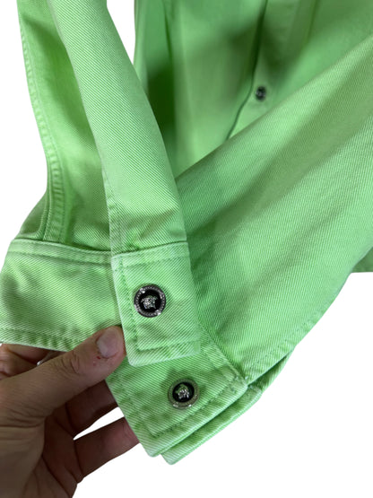 Camicia Giacca Versace in denim verde lime con dettagli metallici