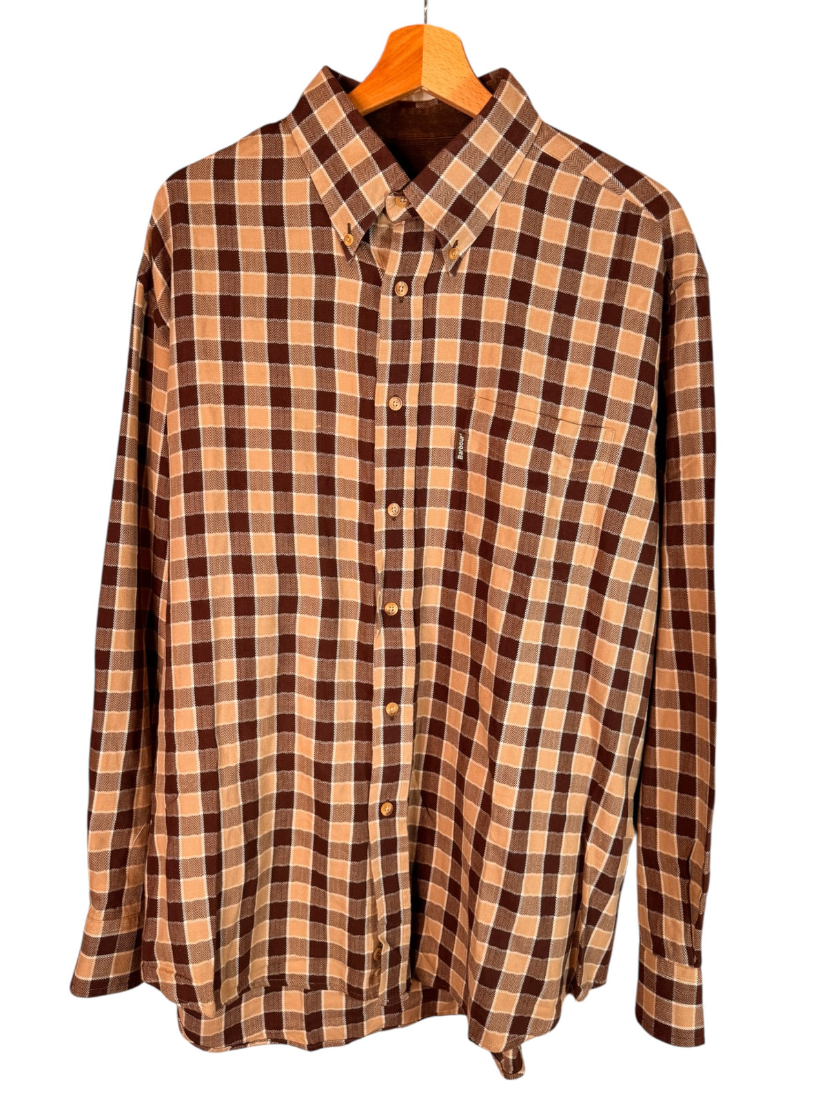 Camicia Barbour a quadri beige marrone cotone taglia XL