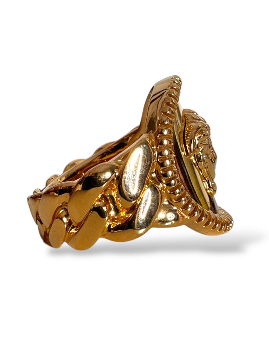 Anello Versace Medusa Chain Gold Tone Made in Italy Taglia 15