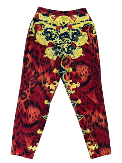 Pantaloni vintage Gianni Versace “Istante” tg 44 stampa barocca e animalier