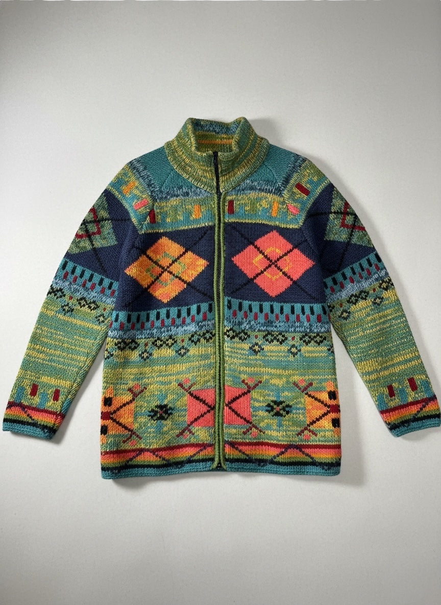 Cardigan Knitwear S. Moritz Vintage 100% Shetland – Zip