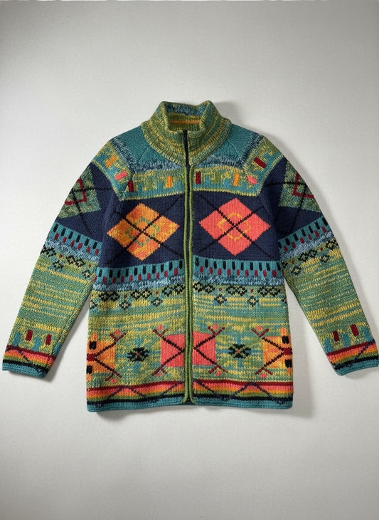 Cardigan Knitwear S. Moritz Vintage 100% Shetland – Zip – Taglia M