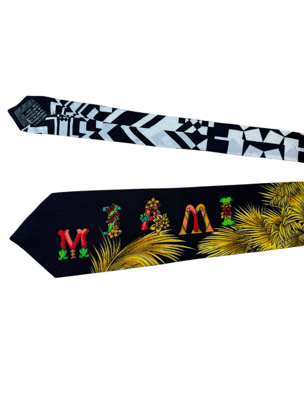 Cravatta Gianni Versace Vintage in Seta – Fantasia “MIAMI” Palme Tropicali — foto 3