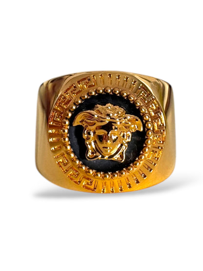 Anello Versace Medusa Greca Gold Tone Fashion Jewelry Made in Italy Taglia 17 — foto 2