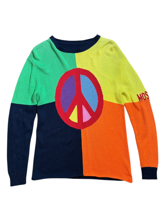 Maglione Moschino Couture multicolor simbolo peace taglia 48