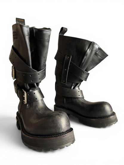Balenciaga Venom Boot biker pelle nera distressed - taglia 42