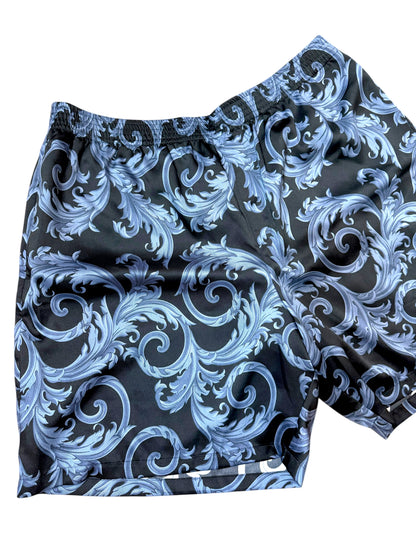Shorts Versace stampati blu, nuovi con cartellino