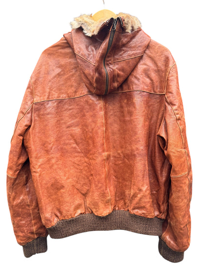 Giacca pelle vera con cappuccio e pelliccia - Made in Italy