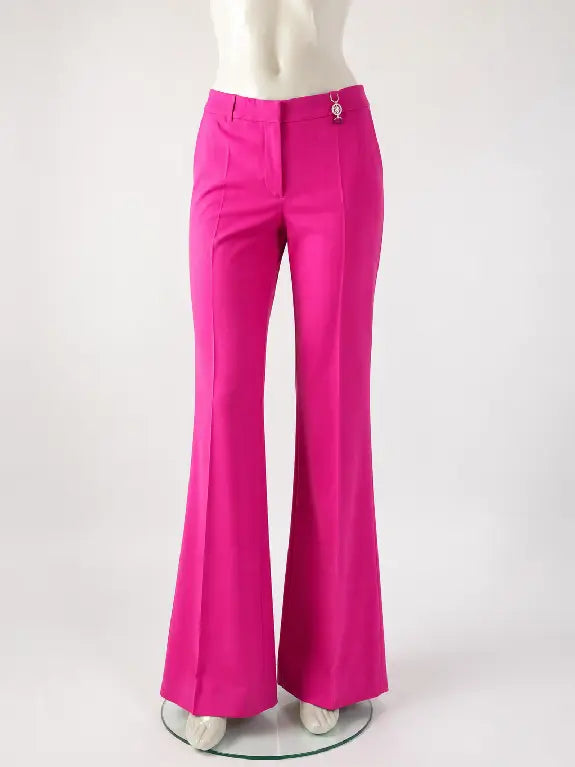 Versace pantaloni flare rosa Medusa lana vergine Made in Italy - taglia 40