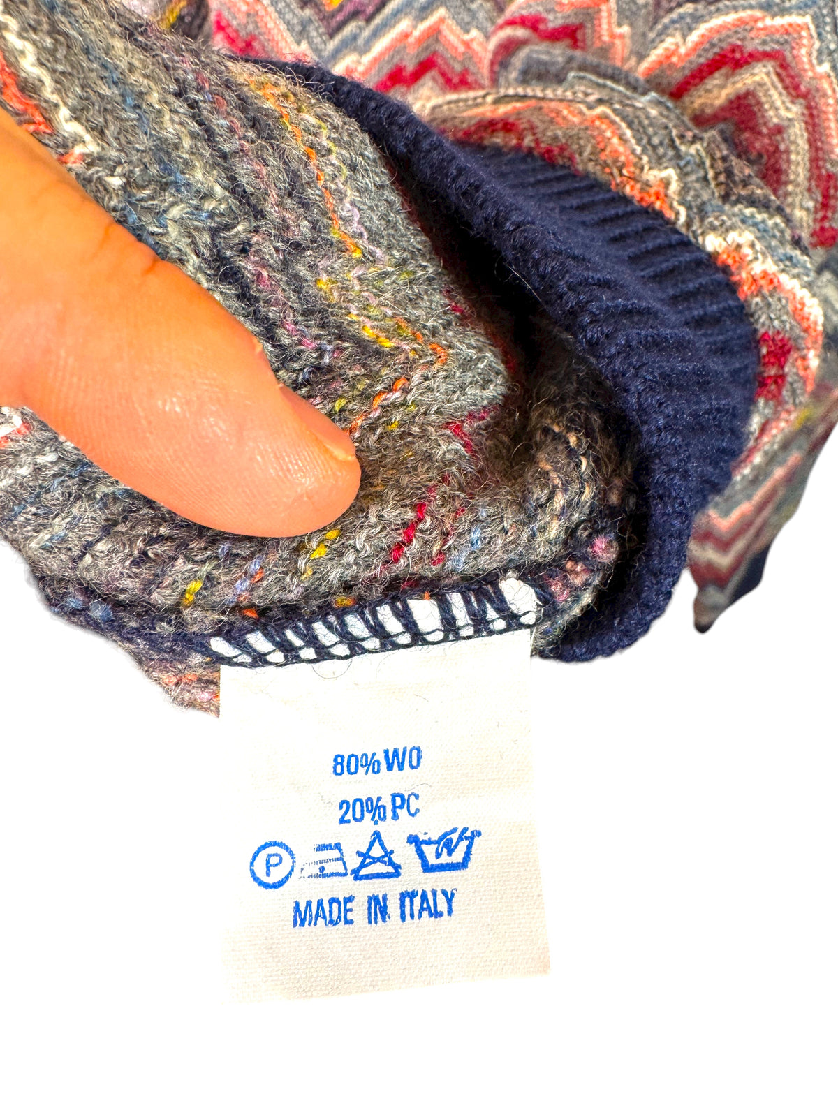 Maglione vintage Pancari Made in Italy multicolor zig zag lana Tg. 54 — foto 5