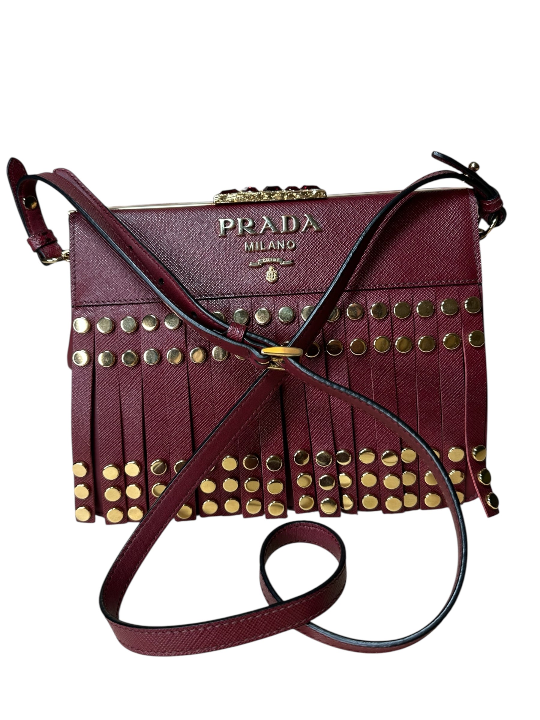 Prada borsa in pelle con frange — foto 7