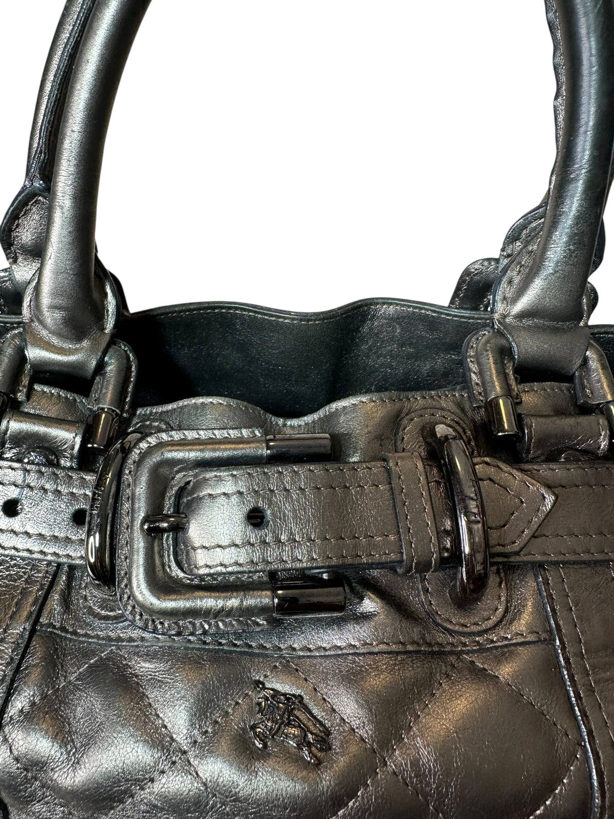 Burberry borsa in pelle metallizzata — foto 5