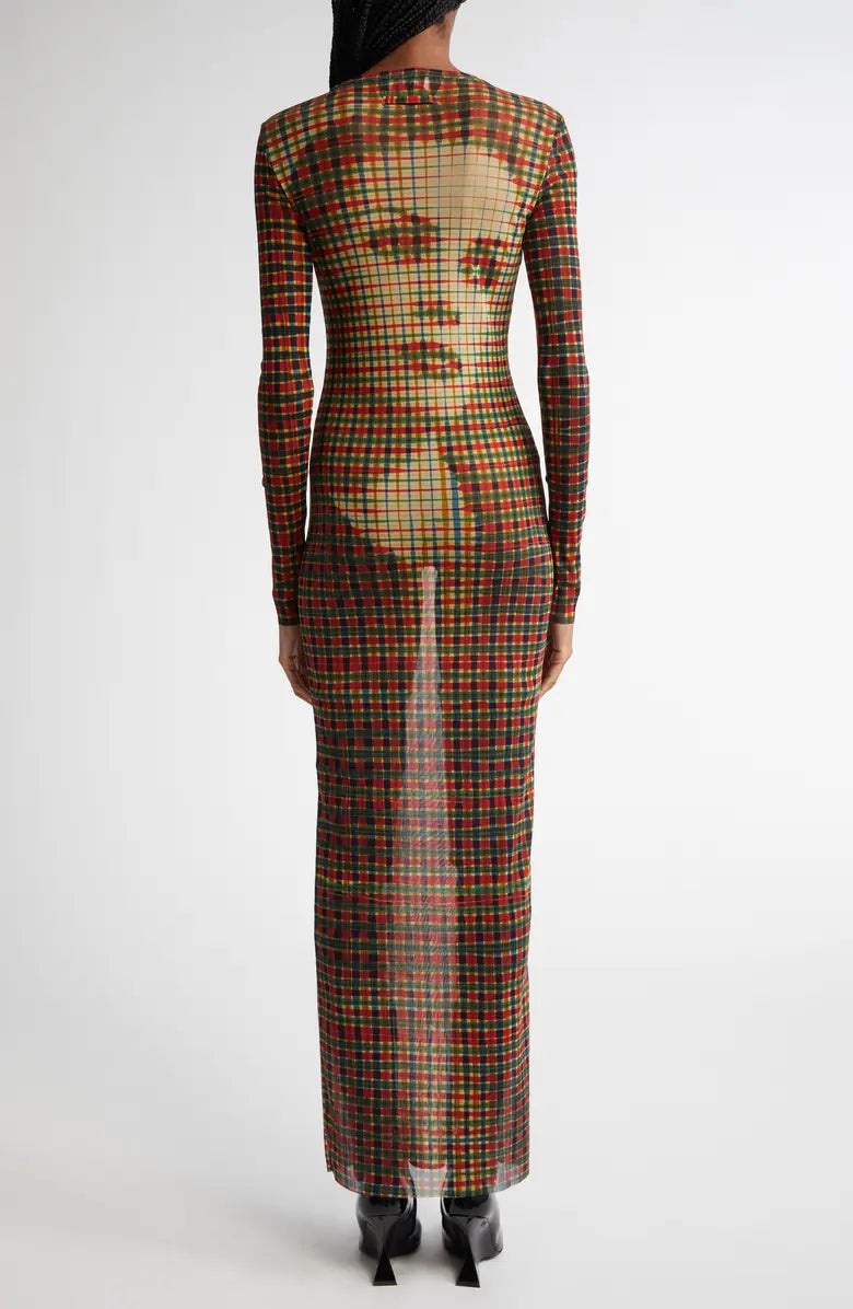 Jean Paul Gaultier abito mesh tartan trasparente Made in Italy - taglia L