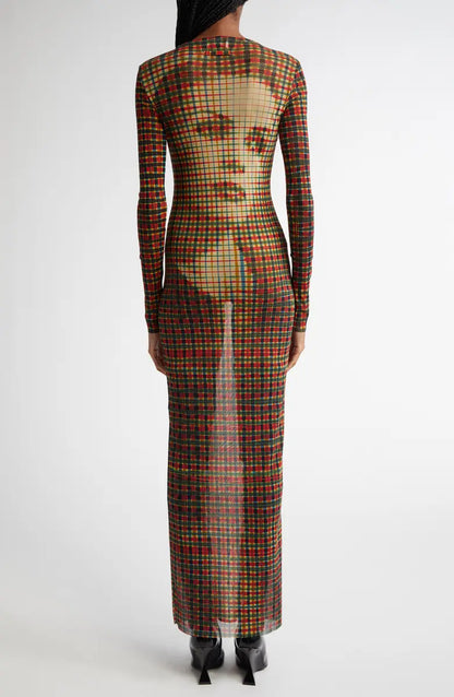 Jean Paul Gaultier abito mesh tartan trasparente Made in Italy - taglia L