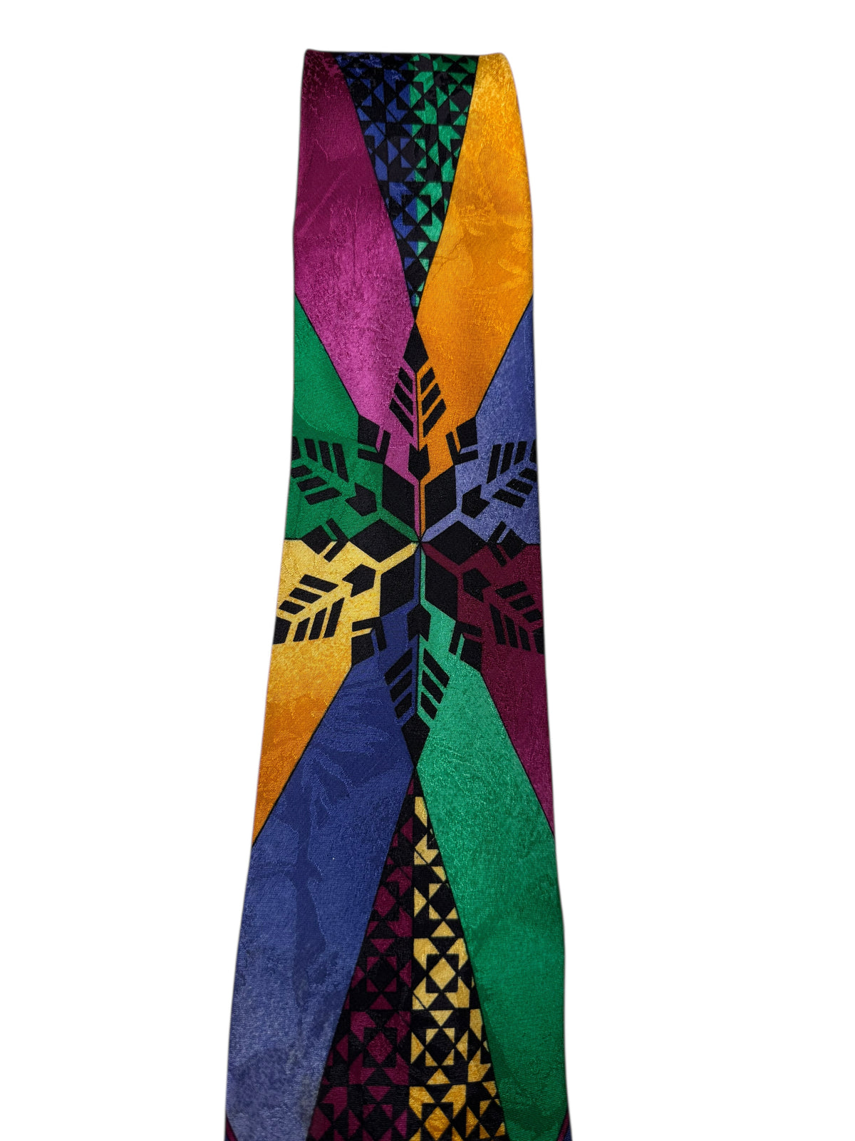 Cravatta Gianni Versace vintage in seta fantasia geometrica multicolor — foto 3