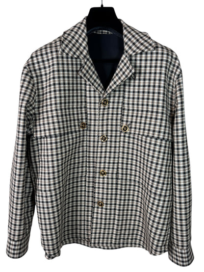 Versace Giacca Uomo Check Marrone/Nero con Bottoni Medusa – Taglia 48 IT.