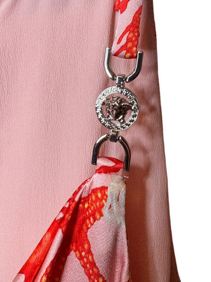 Abito Versace in seta stampa marina con spalline Medusa – TG 42 IT