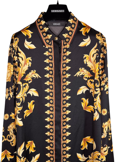Abito chemisier Versace barocco nero oro tg 42 con bottoni Medusa — foto 3