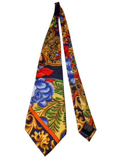 Cravatta Gianni Versace vintage in seta fantasia barocca floreale — foto 4