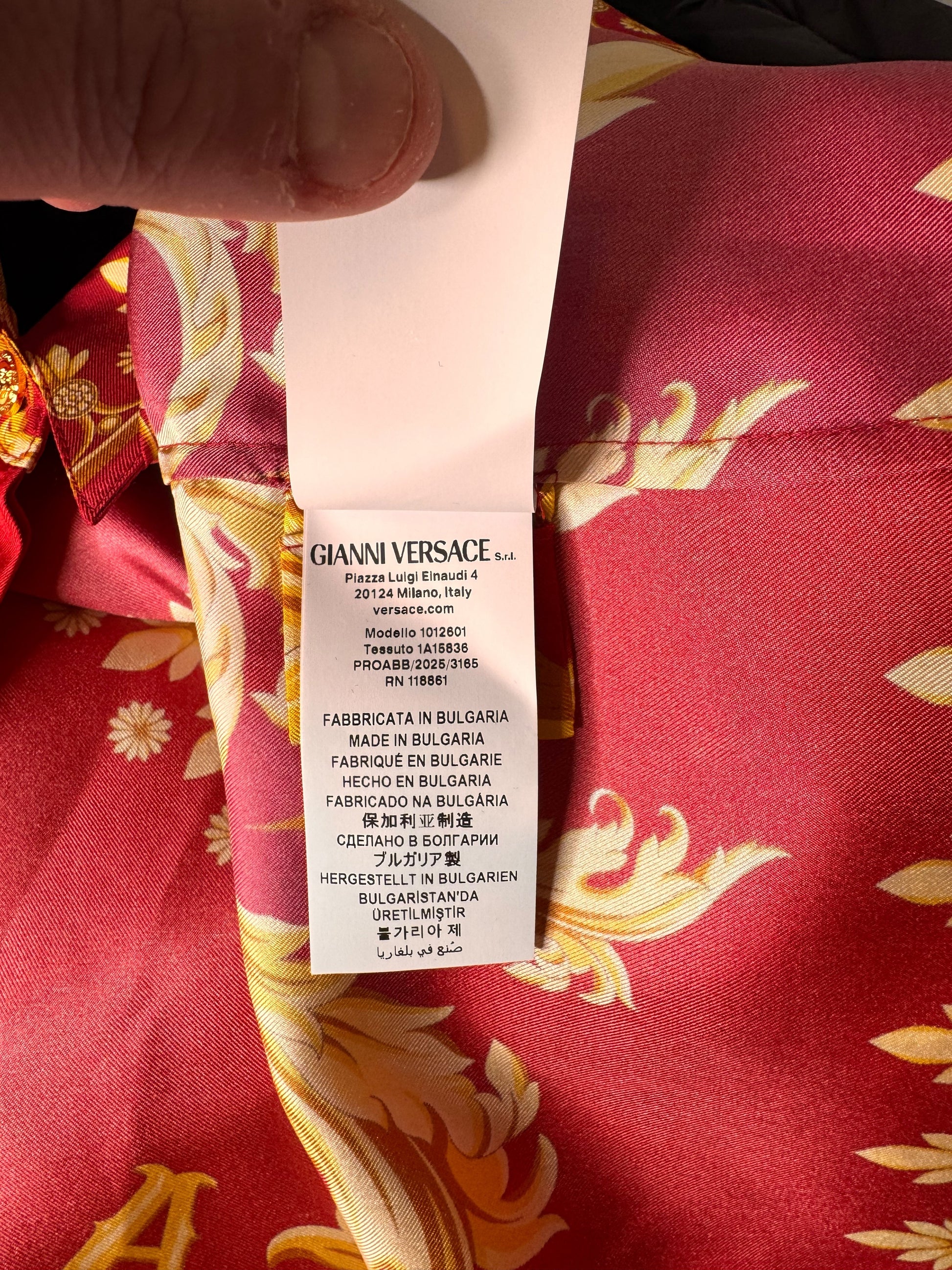 Camicia Versace seta rossa stampa Medusa barocco tg 36 - Difetto — foto 10