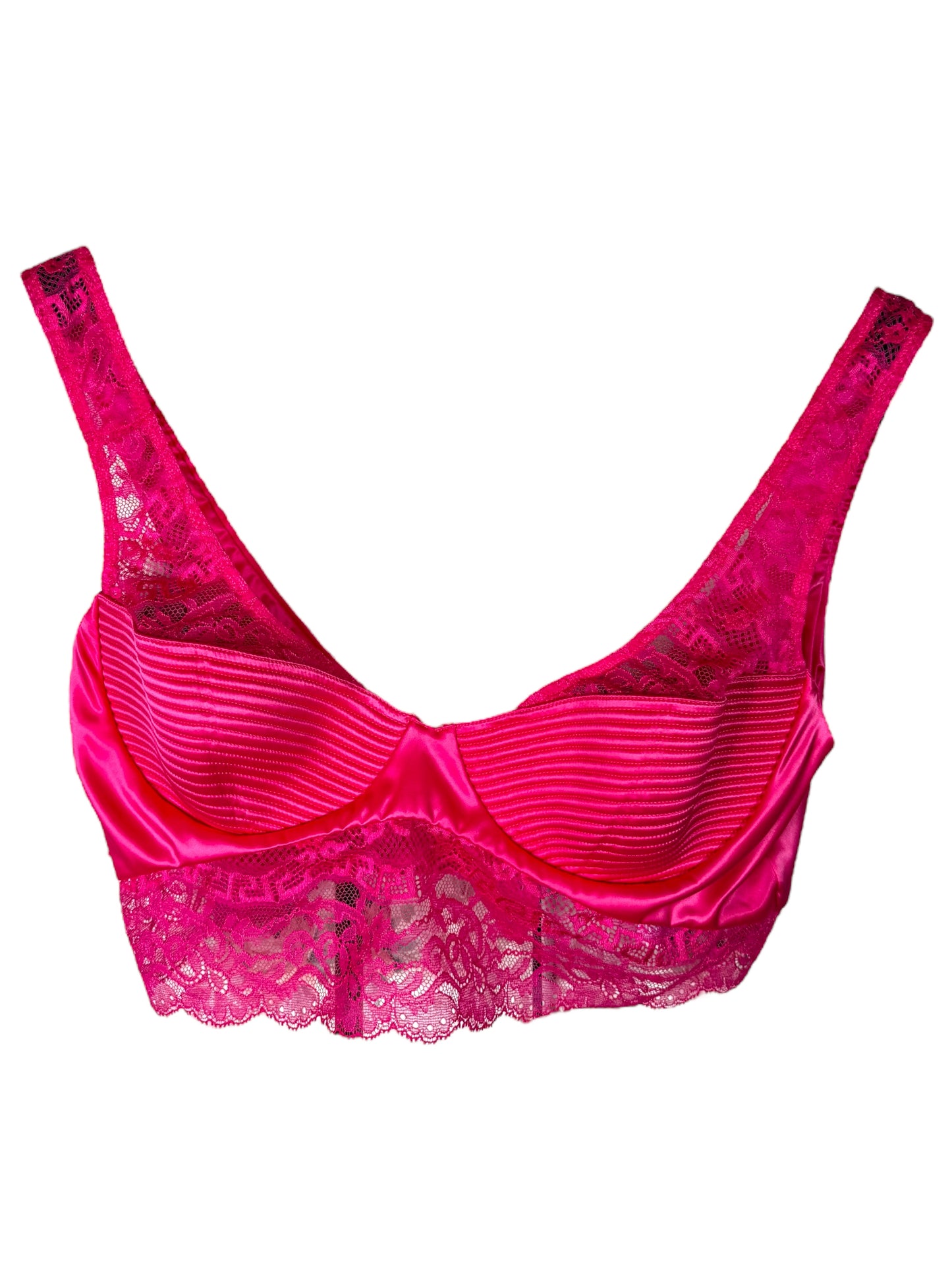 Reggiseno Versace rosa in pizzo e raso, Made in Italy
