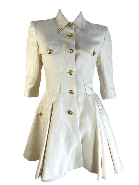 Istante abito blazer vintage panna con bottoni gioiello - taglia 40
