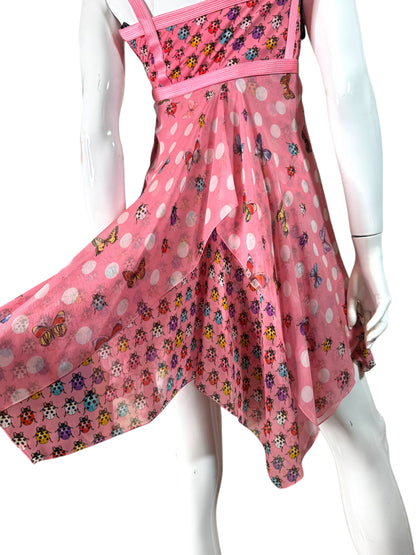 Versace Abito Seta Rosa Farfalle e Coccinelle