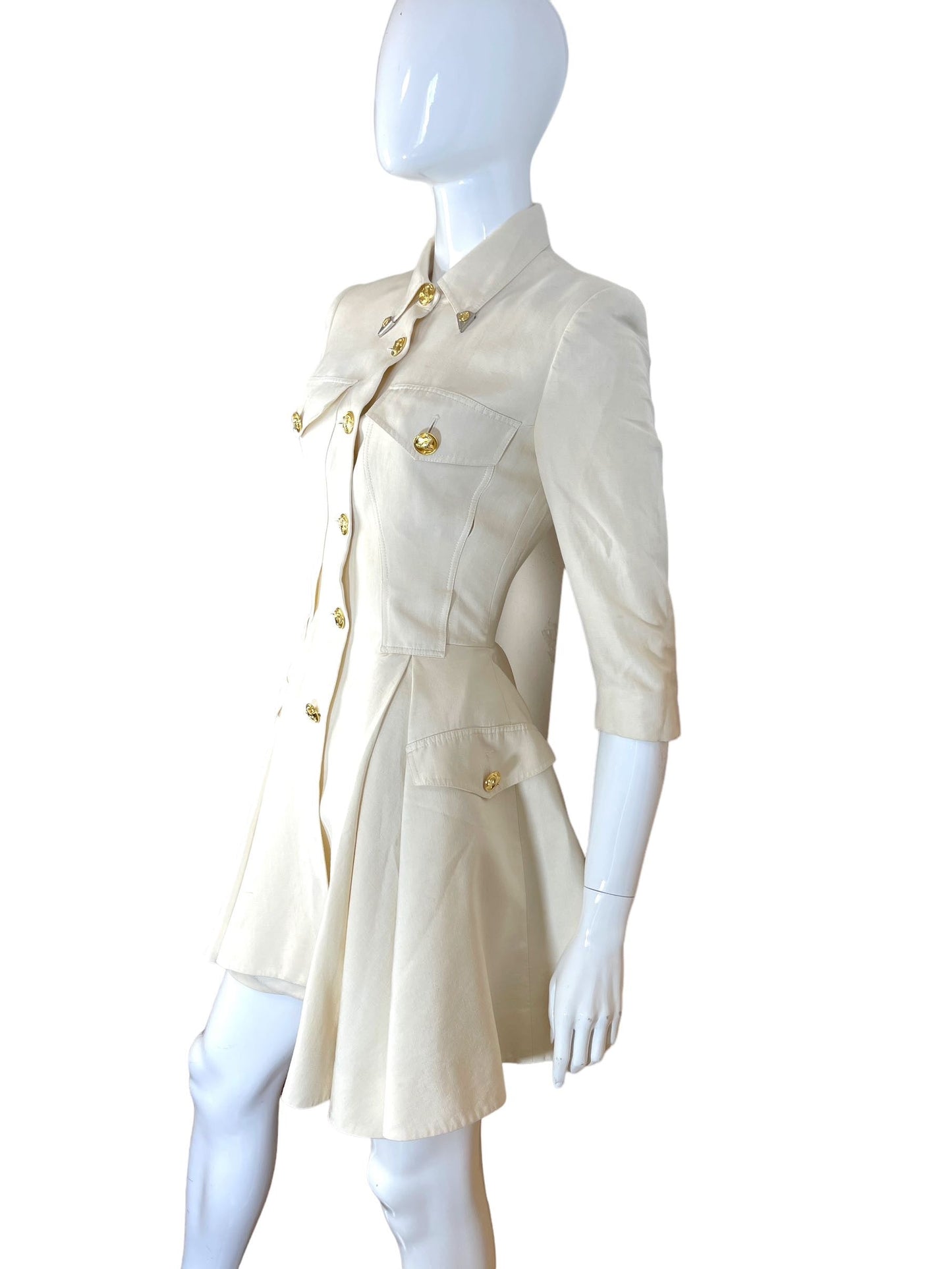 Istante abito blazer vintage panna con bottoni gioiello — foto 5