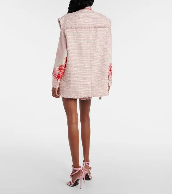 Gilet Versace tweed rosa crema con bottoni Medusa taglia 42 — foto 9