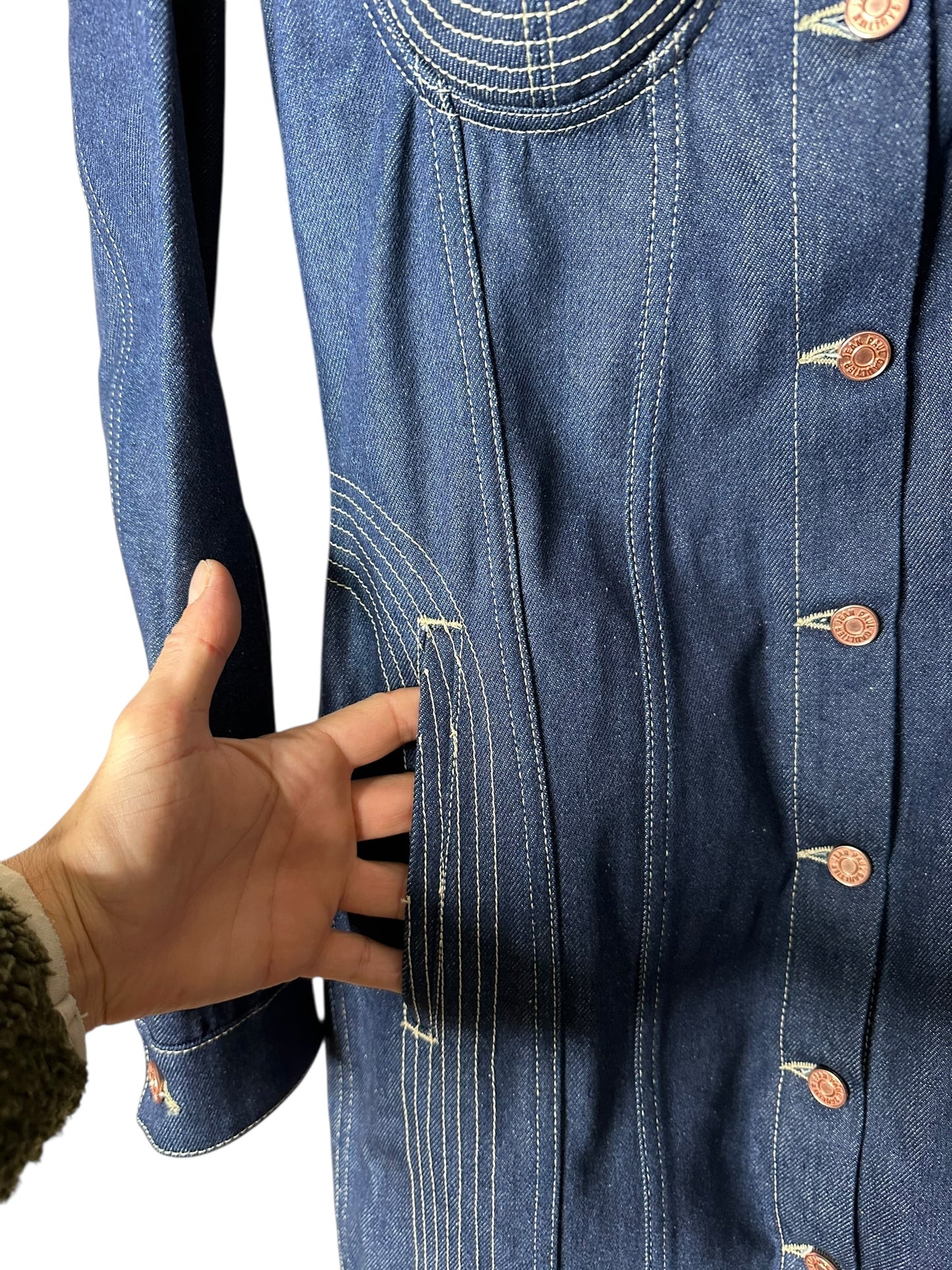 Jean Paul Gaultier maxi giacca in denim (S)