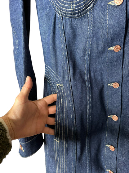Jean Paul Gaultier maxi giacca in denim (S)