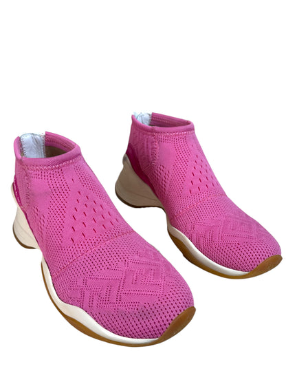 FENDI - Sneakers Sock in Tessuto Stretch Rosa con Logo FF