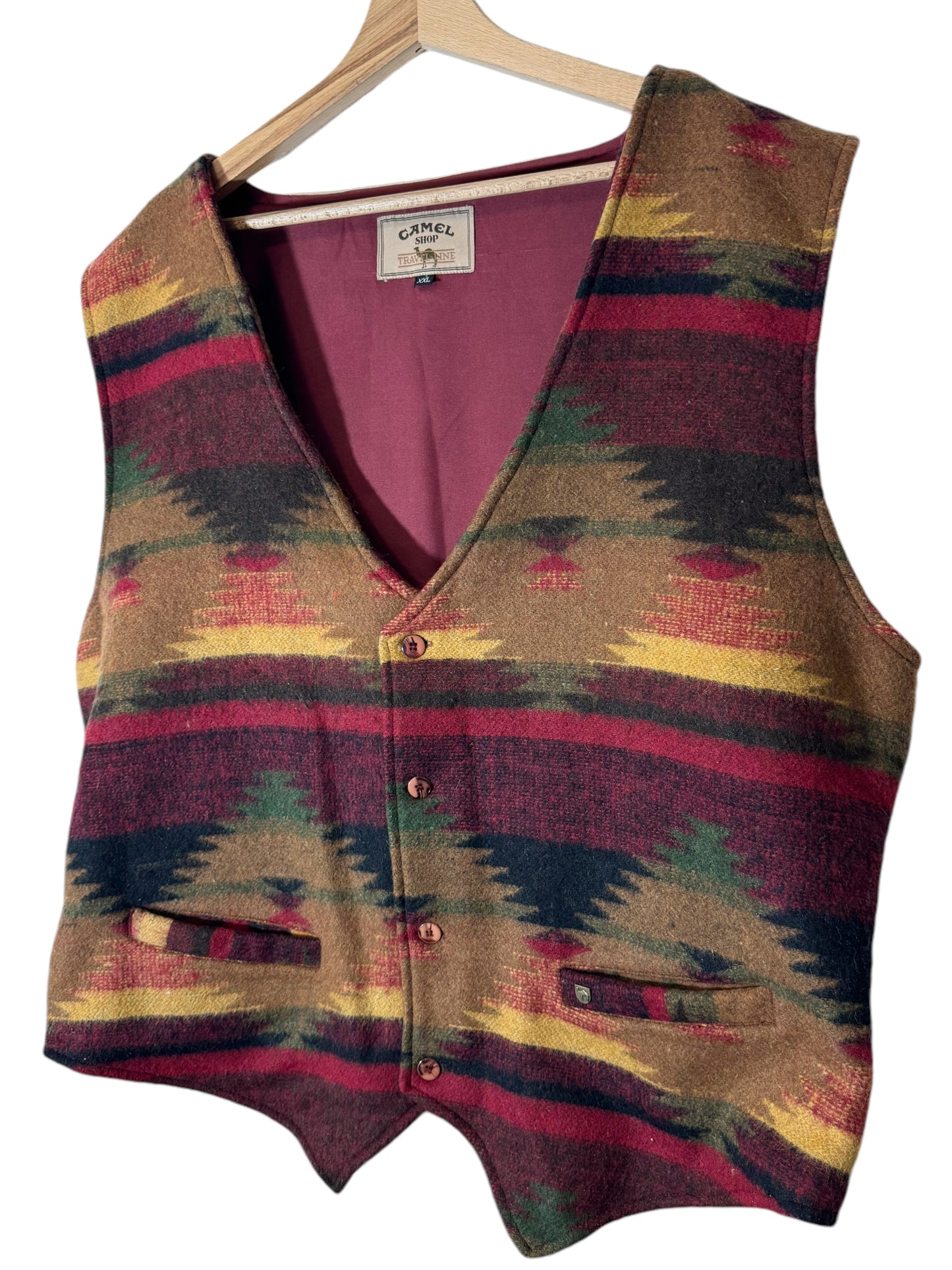 Camel gilet vintage stile azteco (2XL)