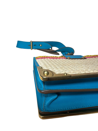 Prada borsa Cahier in pelle e raffia