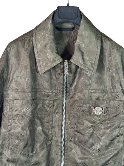 Versace Giacca Uomo Verde Jacquard Baroque con Dettaglio Medusa Taglia 48.