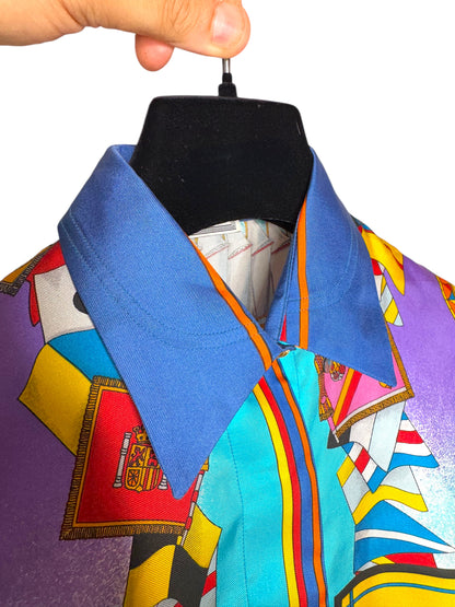 Camicia vintage donna Versace Sport in seta stampa nautica - Tg. 38