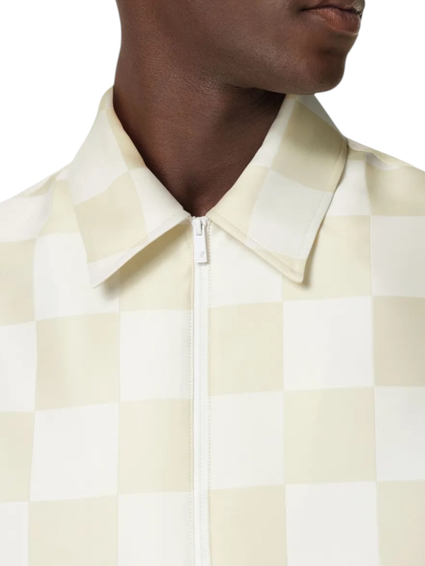 Polo Versace a scacchi misto seta duchesse, Made in Italy, nuova