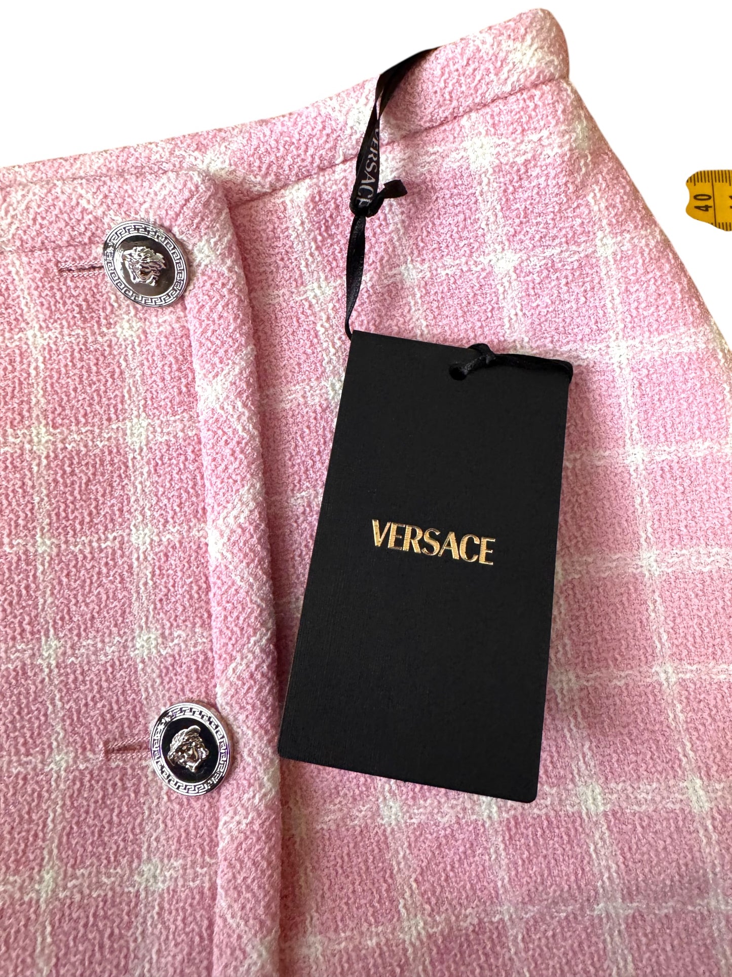 Gonna Versace tweed rosa lana vergine Medusa – TG 38 IT