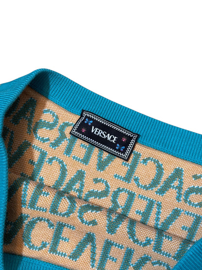 Gonna Versace Donna Taglia 40 – Jacquard Azzurro/Oro – Nuova