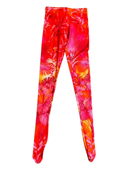 Versace leggings jungle fucsia arancio taglia 38 stampa tropicale