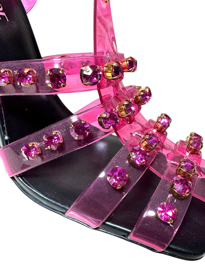 Sandali Versace in PVC rosa con cristalli e borchie Medusa – Taglia 39 IT – Made in Italy